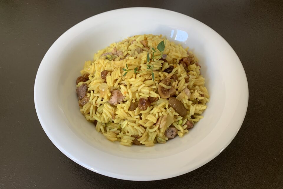 Saffraanrijst met pistachenootjes en kip